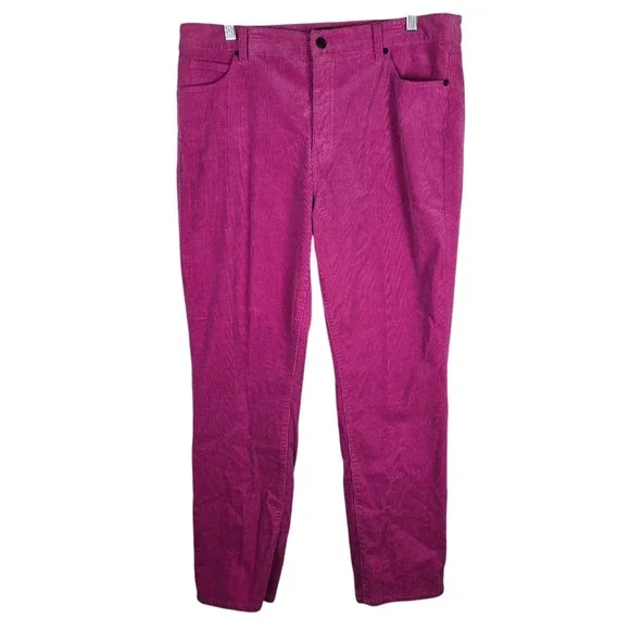 NWOT Talbots Women's Stretch Corduroy Straight Leg Magenta Pant Size 14P Bold - Picture 3 of 14